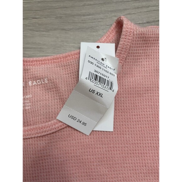 American Eagle soft Pink Badminton Club Graphic Thermal Crop Tee Team Club XL - Picture 2 of 7